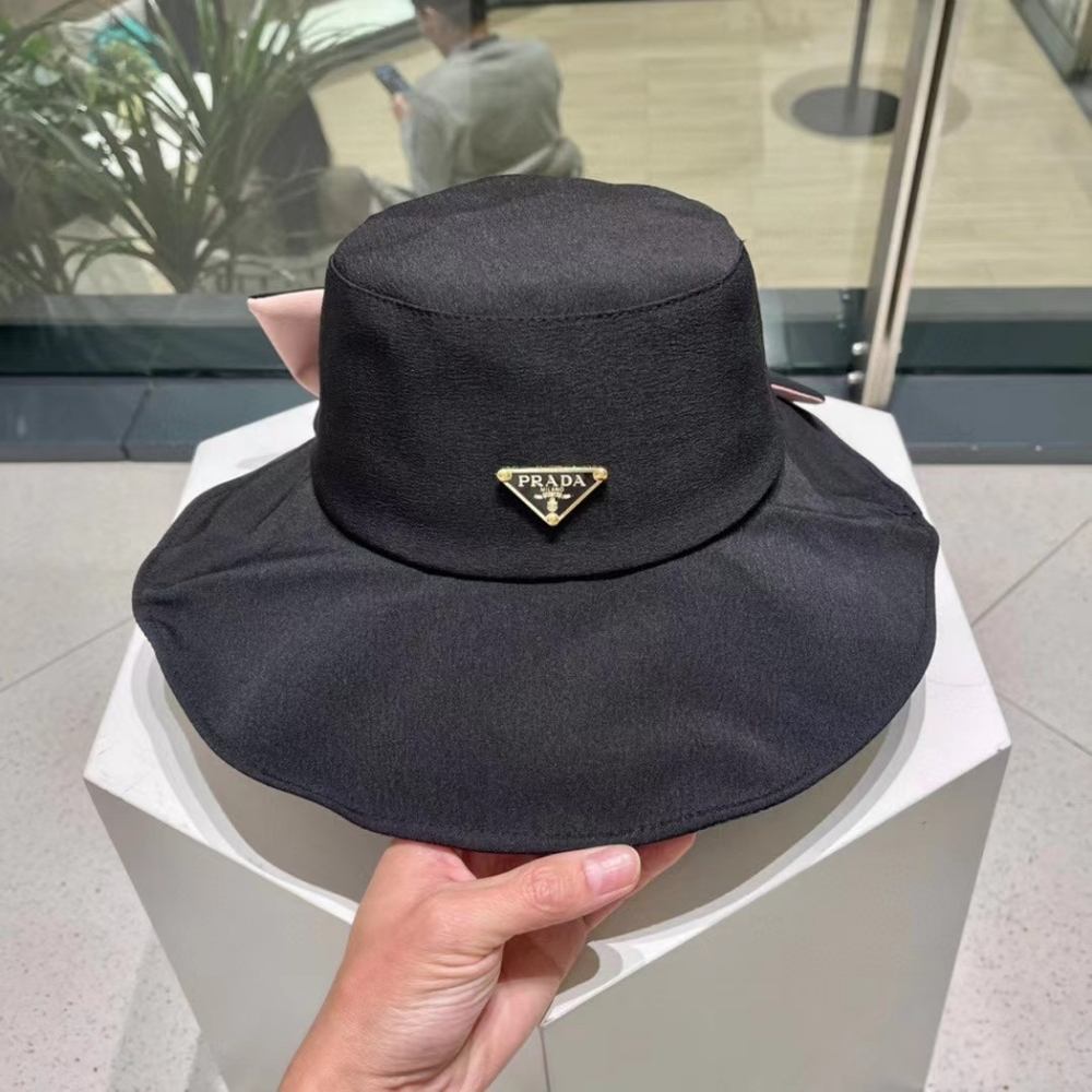 Prada Nylon Bucket Hat with Bow